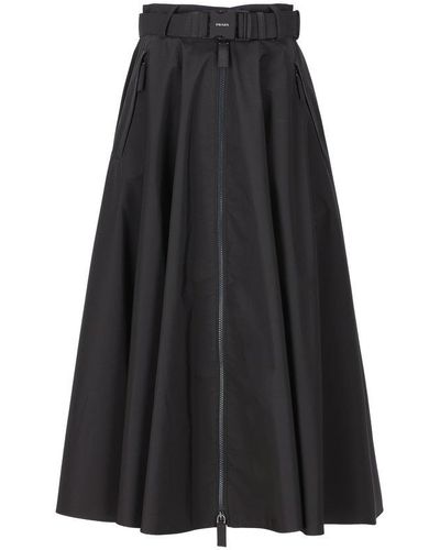 Prada Technical-fabric Midi-skirt - Black