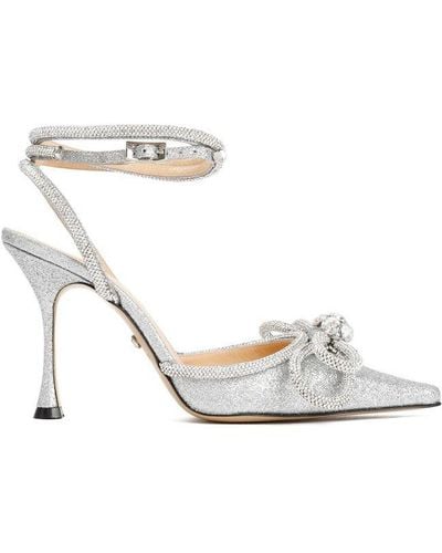 Mach & Mach Bow-embellished Ankle Strap Pumps - White