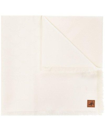 MCM Logo Patch Frayed-edge Scarf - Natural
