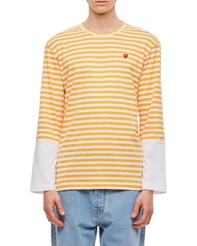 COMME DES GARÇONS PLAY Striped Long Sleeved T-shirt - Yellow