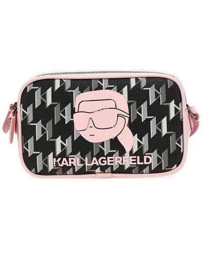 Karl Lagerfeld K/ikonik Monogram Crossbody Bag Crossbody Bags - Gray