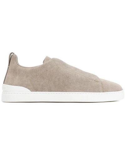 ZEGNA Round-toe Slip-on Sneakers - Natural