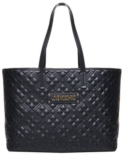 Love Moschino Lettering Logo Quilted Shopper Bag - Black