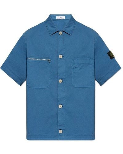 Stone Island Short-sleeved Shirt, - Blue