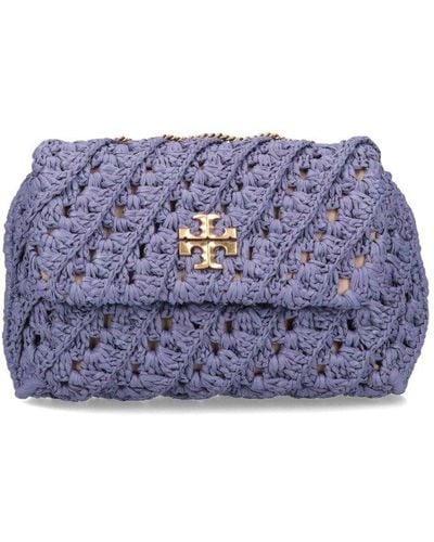 Tory Burch Kira Crochet Chain Linked Crossbody Bag - Purple