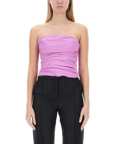 Moschino Jeans Strapless Ruched Bandeau Top - Purple