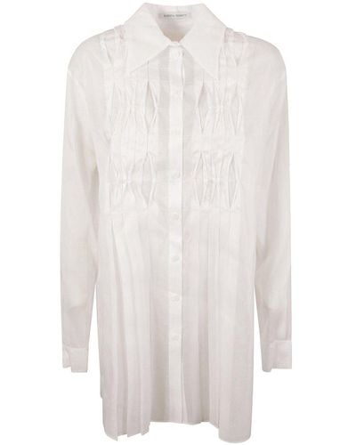 Alberta Ferretti Long-sleeved Pleated Shirt - White