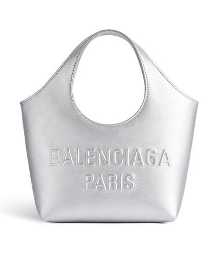 Balenciaga Logo Embossed Top Handle Bag - Grey