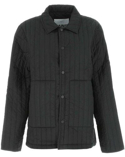 Rains Buttoned Quilted Shirt Jacket - Black