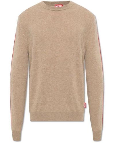 DIESEL Striped-edge Cashmere Sweater - Natural