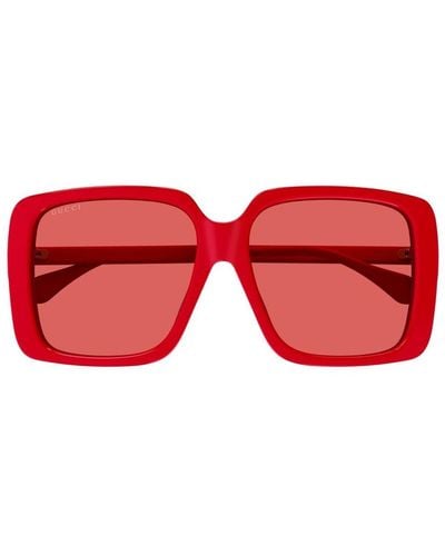 Gucci Square Frame Sunglasses - Red