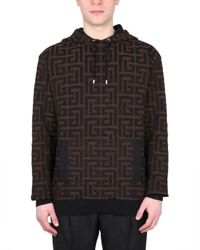 Balmain Sweatshirt With Maxi Monogram - Black