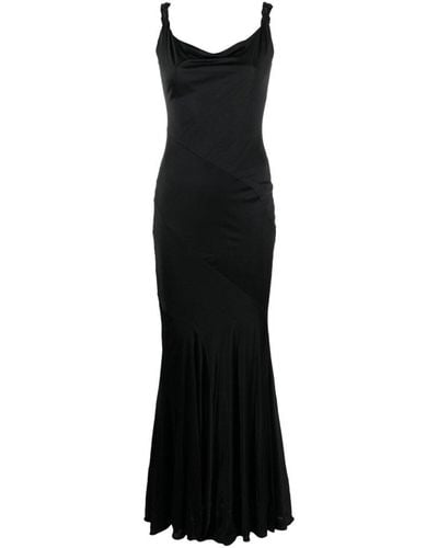 Blumarine Knot-detailed Draped Gown - Black