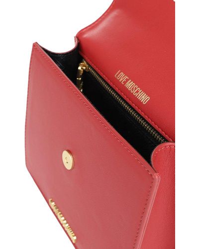 Love Moschino Heart Logo Plaque Shoulder Bag - Red