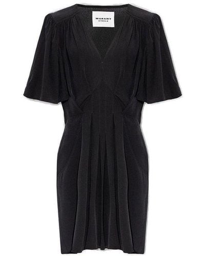 Isabel Marant V-neck Short Sleeved Dress - Black