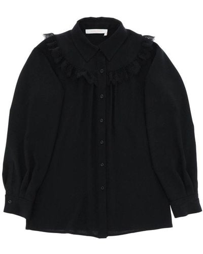 See By Chloé Lace Trim Shirt - Black