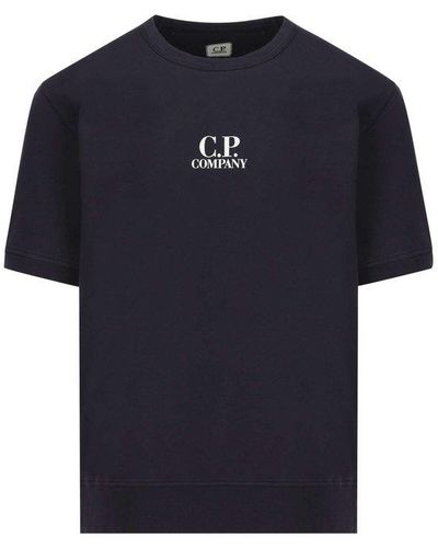 C.P. Company Logo Printed Crewneck T-shirt - Blue