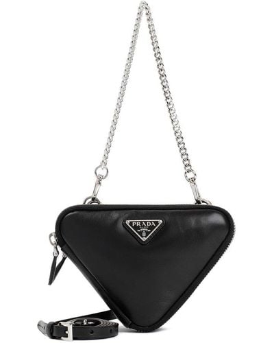 Prada Triangle Chained Clutch Bag - Black