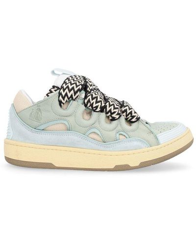 Lanvin Curb Leather, Suede And Mesh Sneakers - Multicolour