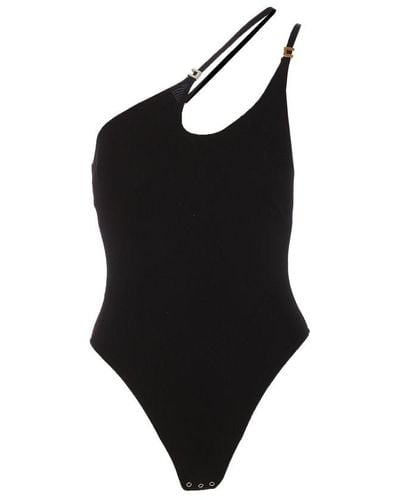 Elisabetta Franchi Jersey Body With Asymmetrical Neckline - Black