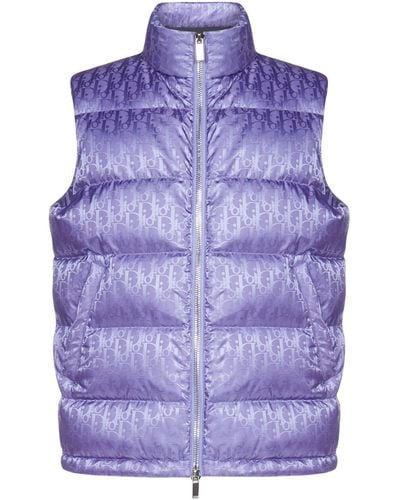 Dior All-over Dior Oblique Jacquard Motif Sleeveless Down Jacket - Purple