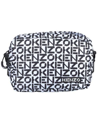 KENZO Allover Logo Printed Zipped Belt Bag - White