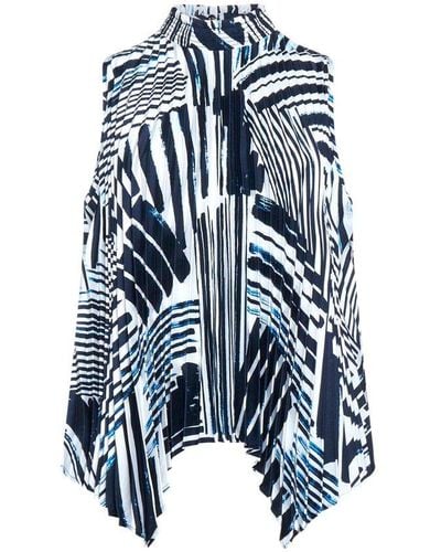 Twin Set Graphic-print Pleated Sleeveless Blouse - Blue