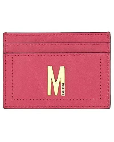 Moschino Card Holder With Gold Plaque - Red