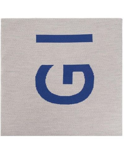 Givenchy Wool Scarf With Logo, - Blue