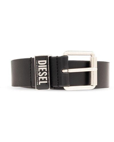 DIESEL Logo-embellished Leather Belt - Black