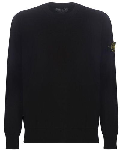 Stone Island Logo Patch Knitted Jumper - Black