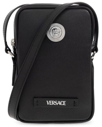 Versace Leather Shoulder Bag, - Black