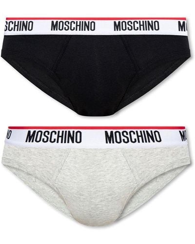 Moschino Logo-waistband 2-pack Briefs - Black