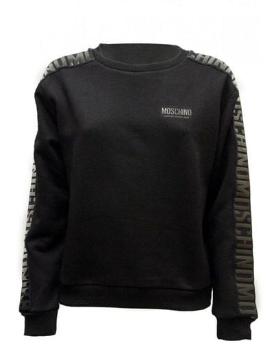 Moschino Logo Embossed Crewneck Sweatshirt - Black