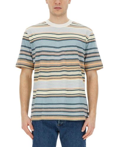 PS by Paul Smith Striped Crewneck T-shirt - Blue