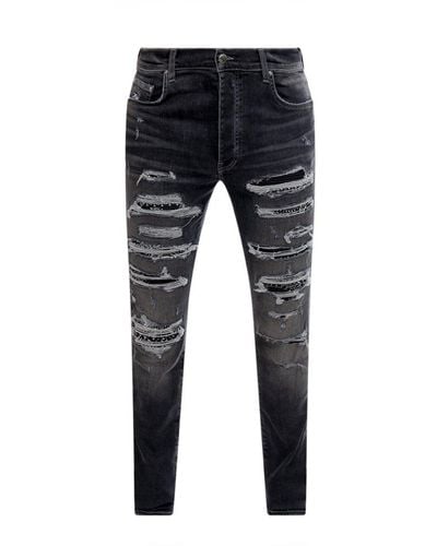 Amiri Bandana Thrasher Ripped Skinny Jeans - Grey