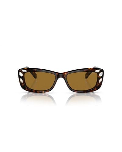 Swarovski Rectangular Frame Sunglasses - Brown
