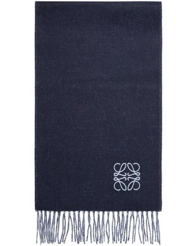 Loewe Anagram Embroidered Scarf - Blue