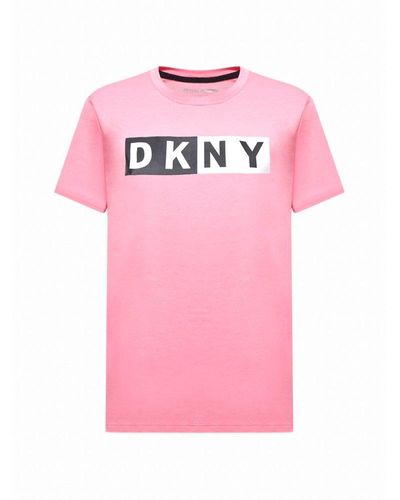 DKNY Logo Printed Crewneck T-shirt - Pink