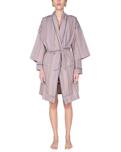 Paul Smith Cotton Dressing Gown With Striped Pattern - Multicolour