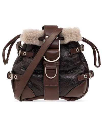 Blumarine Leather Bucket Shoulder Bag - Brown