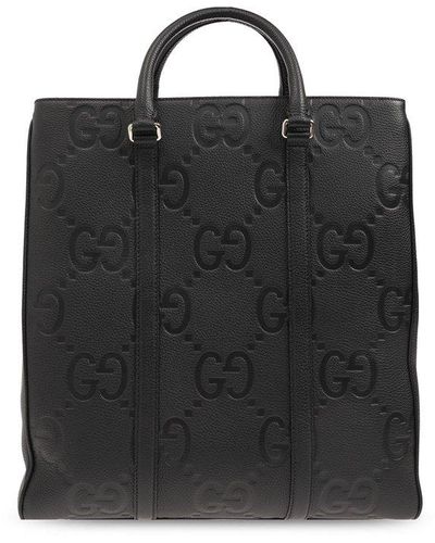 Gucci Jumbo Gg Leather Tote Bag - Black