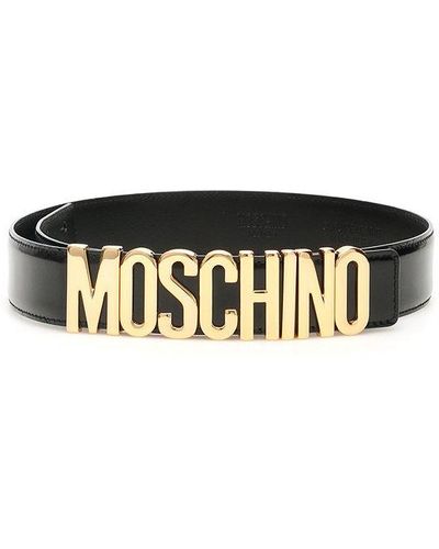 Moschino Logo Plaque Buckle Belt - Black