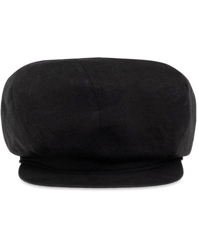 Yohji Yamamoto Flat Peak Baker Boy Hat - Black