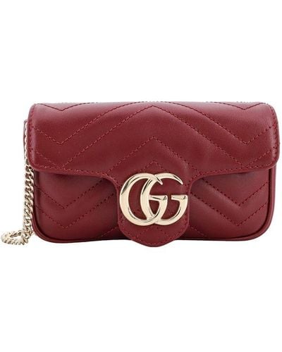 Gucci GG Marmont Matelassé Super Mini Shoulder Bag - Red