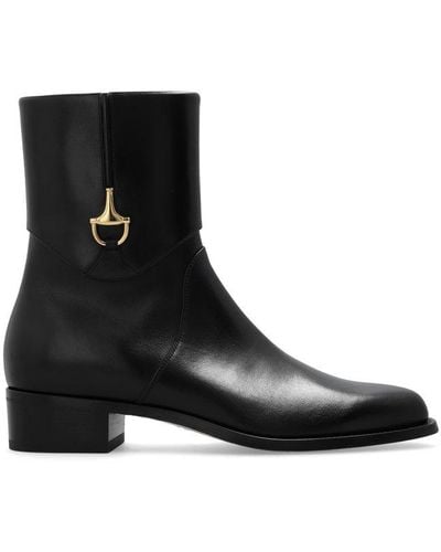 Gucci Ankle Boot With Horsebit Detail - Black