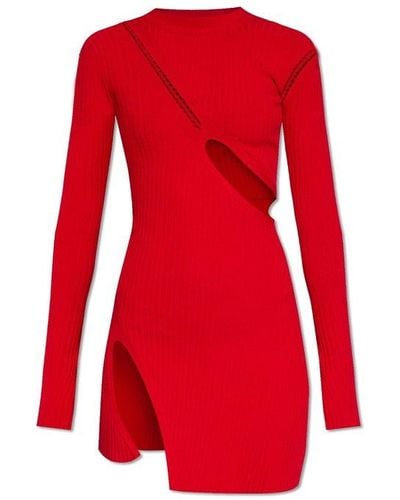 The Attico Asymmetrical Dress With Cutouts, - Red