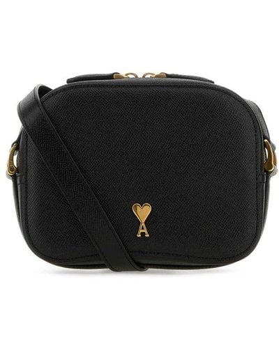Ami Paris Paris De Coeur Zip-up Crossbody Bag - Black