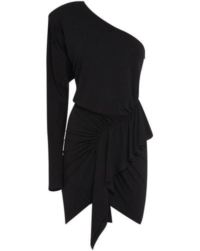 Alexandre Vauthier Ruched Detail One Shoulder Mini Dress - Black