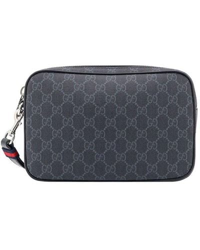 Gucci GG All-over Motif Zip Pouch - Grey